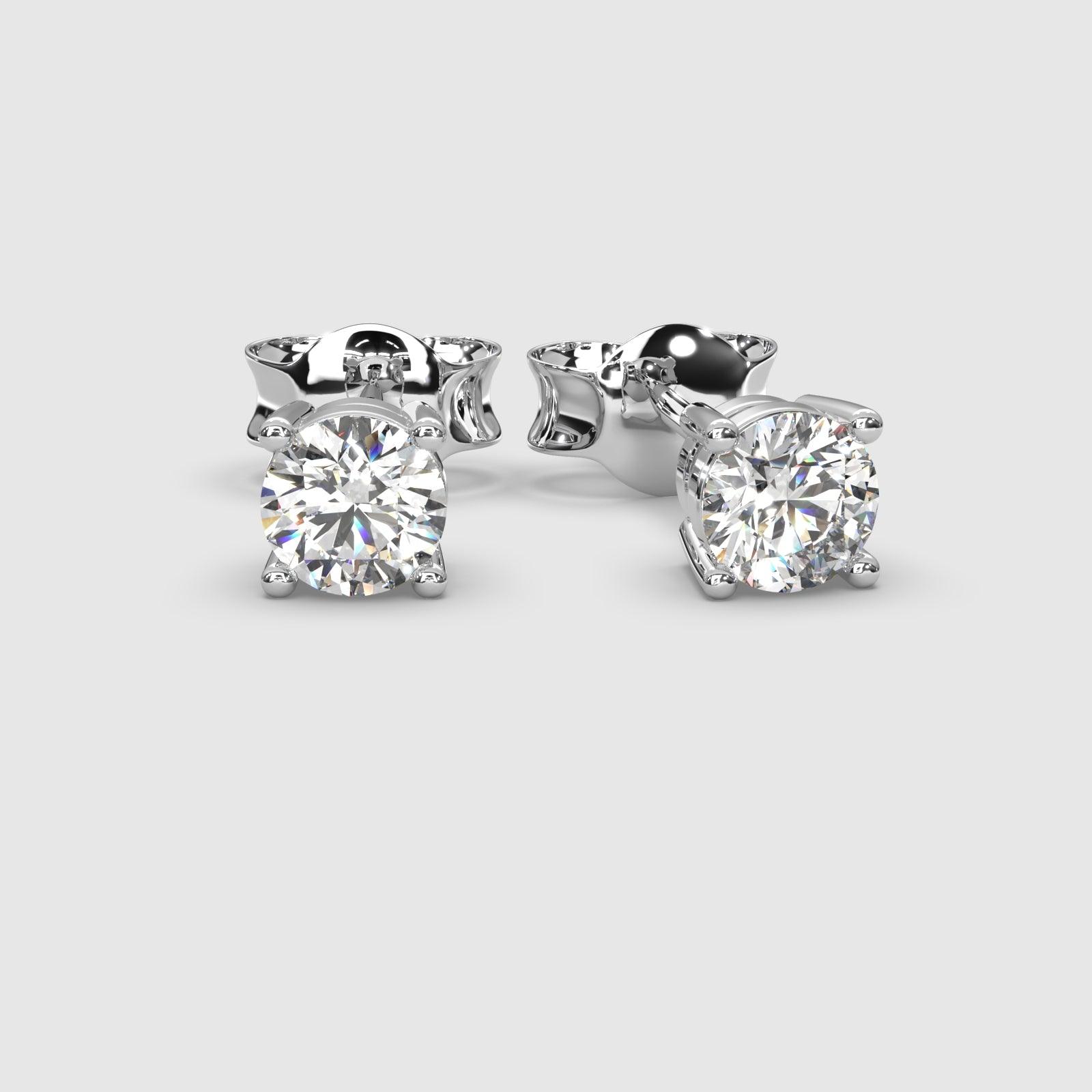 Best Gift ! D/VVS Round Diamond Stud Earrings in White Gold - 0.25 - 0.50Carat