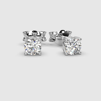 Best Gift ! D/VVS Round Diamond Stud Earrings in 18k White Gold - 0.50-0.75Carat