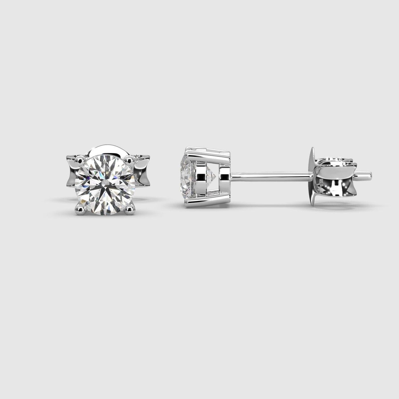 Best Gift ! D/VVS Round Diamond Stud Earrings in 18k White Gold - 0.50-0.75Carat