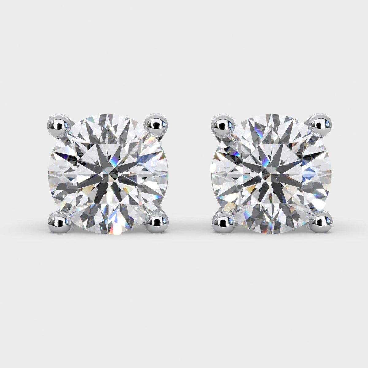 5.00ct Round Lab Diamond Stud Earrings – Platinum, E-G/VS (IGI Certified)
