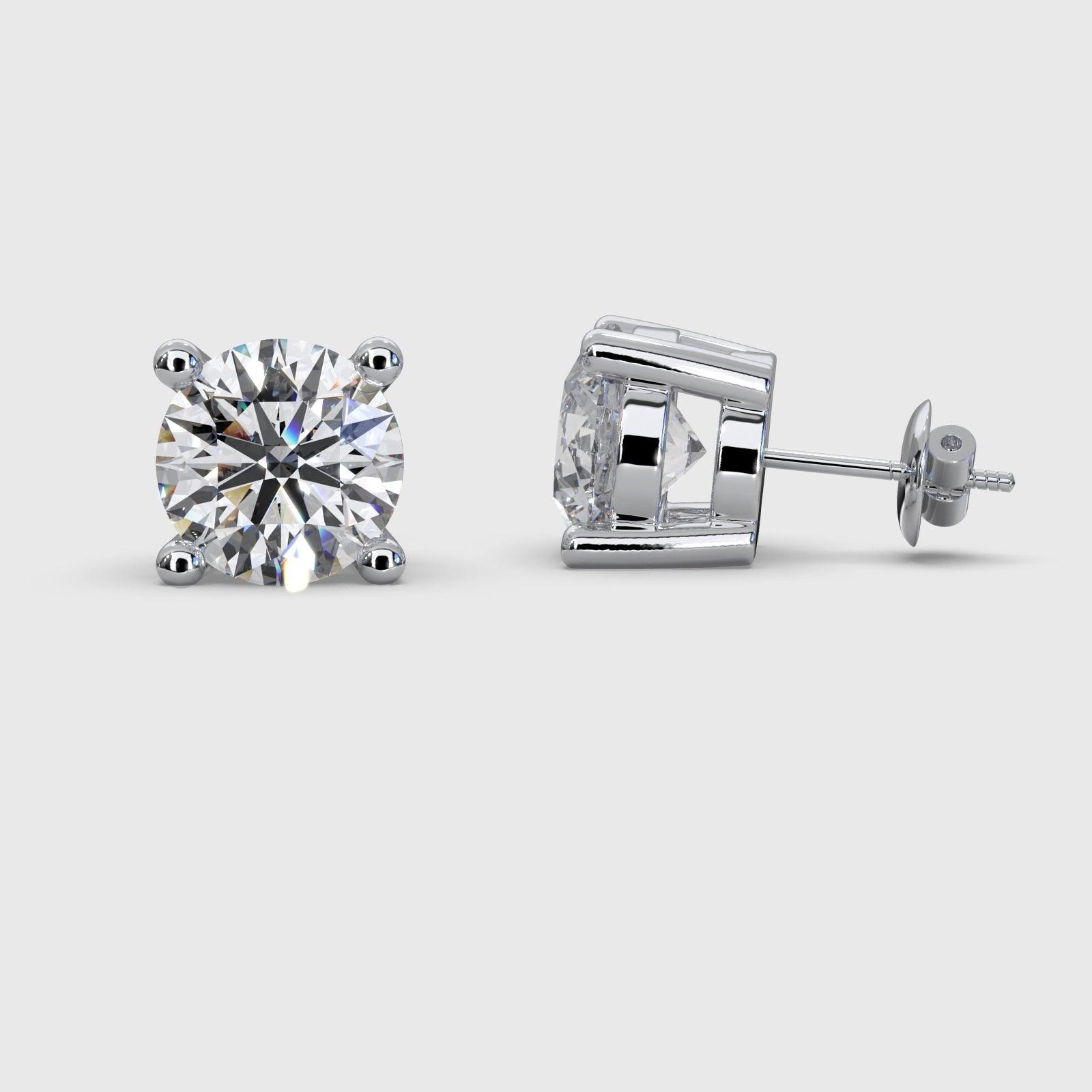IGI Certified 5.00Ct Hugh Round Lab Diamond Stud Earrings in Platinum E-G/VS
