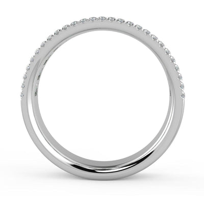 3 Row Princess and Round Diamond Half Eternity Ring in Platinum & 18k White Gold