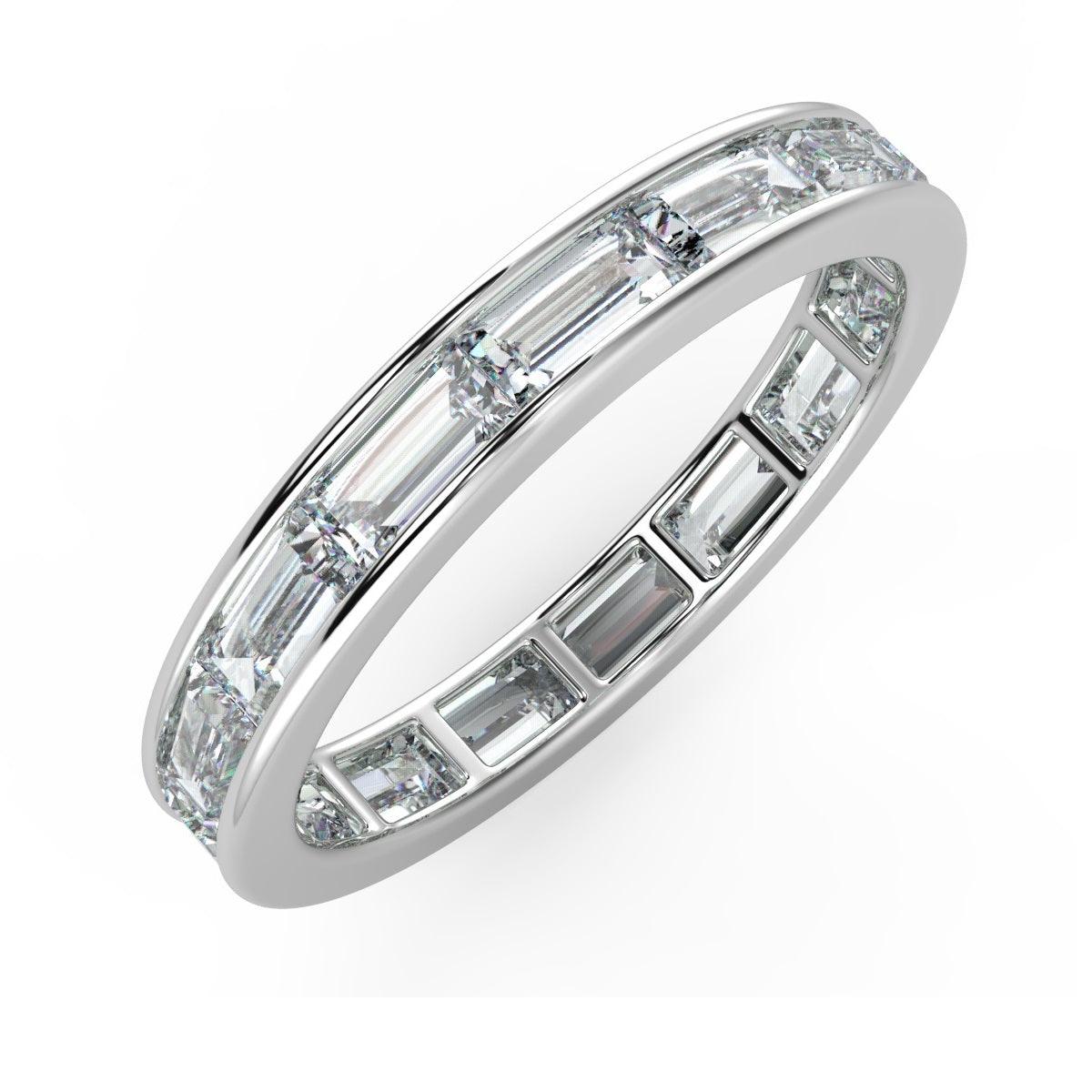 D/VS 1.50Ct - 2.00Ct Horizontal Baguette Diamond Full Eternity Ring in Hallmarked 18k Gold / Platinum