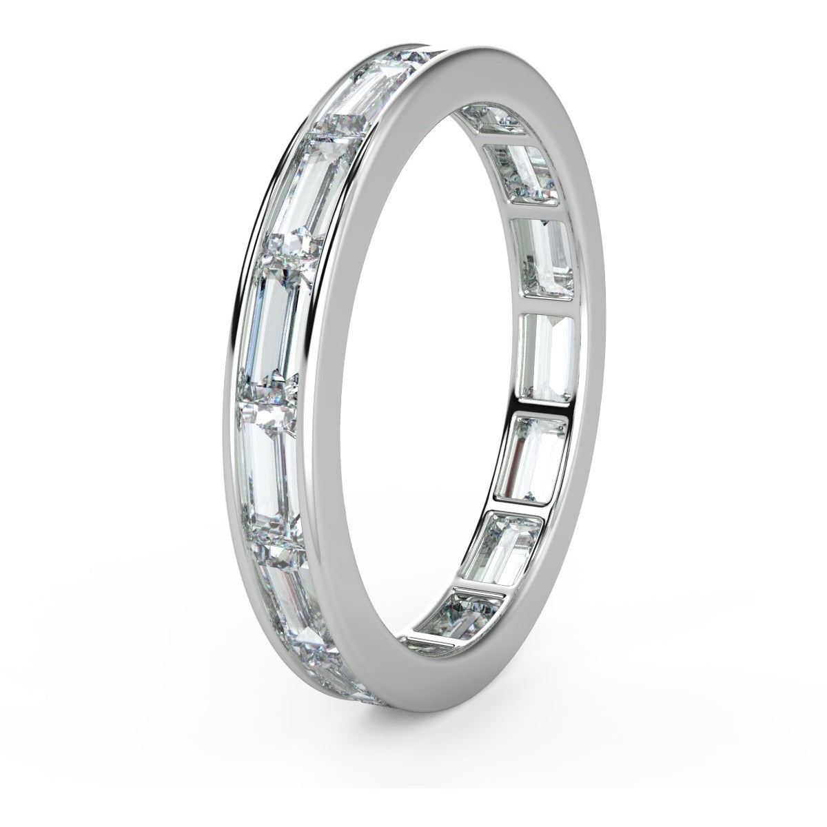 D/VS 1.50Ct - 2.00Ct Horizontal Baguette Diamond Full Eternity Ring in Hallmarked 18k Gold / Platinum
