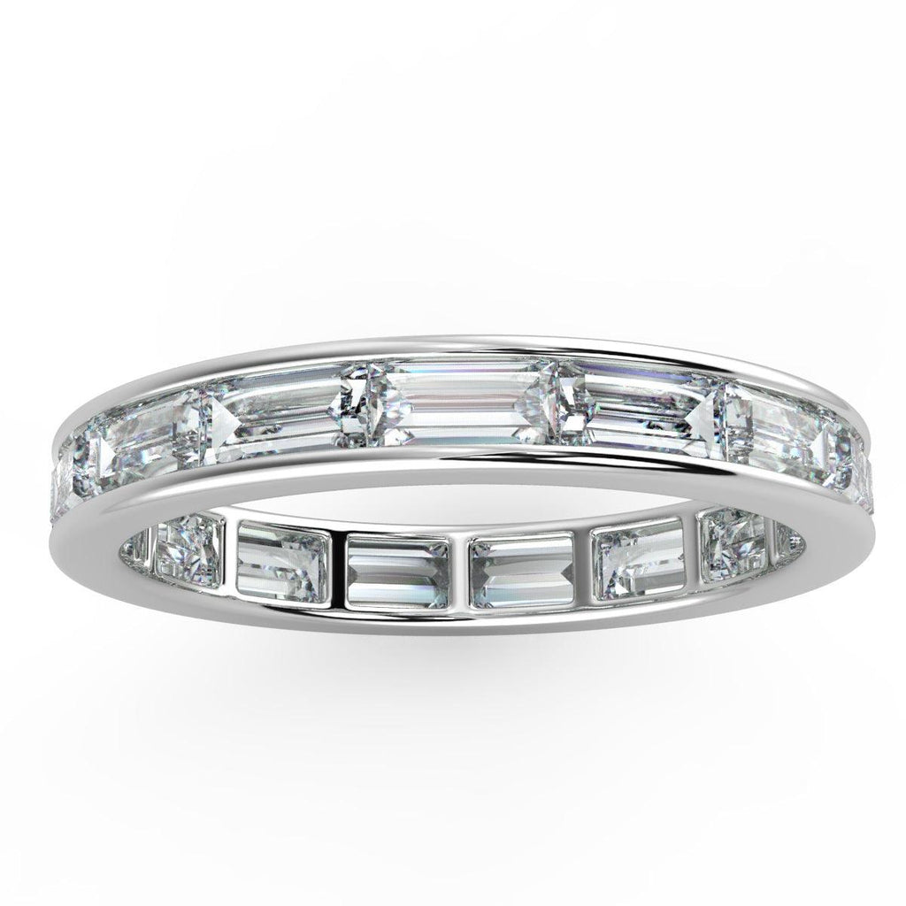 D/VS 1.50Ct - 2.00Ct Horizontal Baguette Diamond Full Eternity Ring in Hallmarked 18k Gold / Platinum
