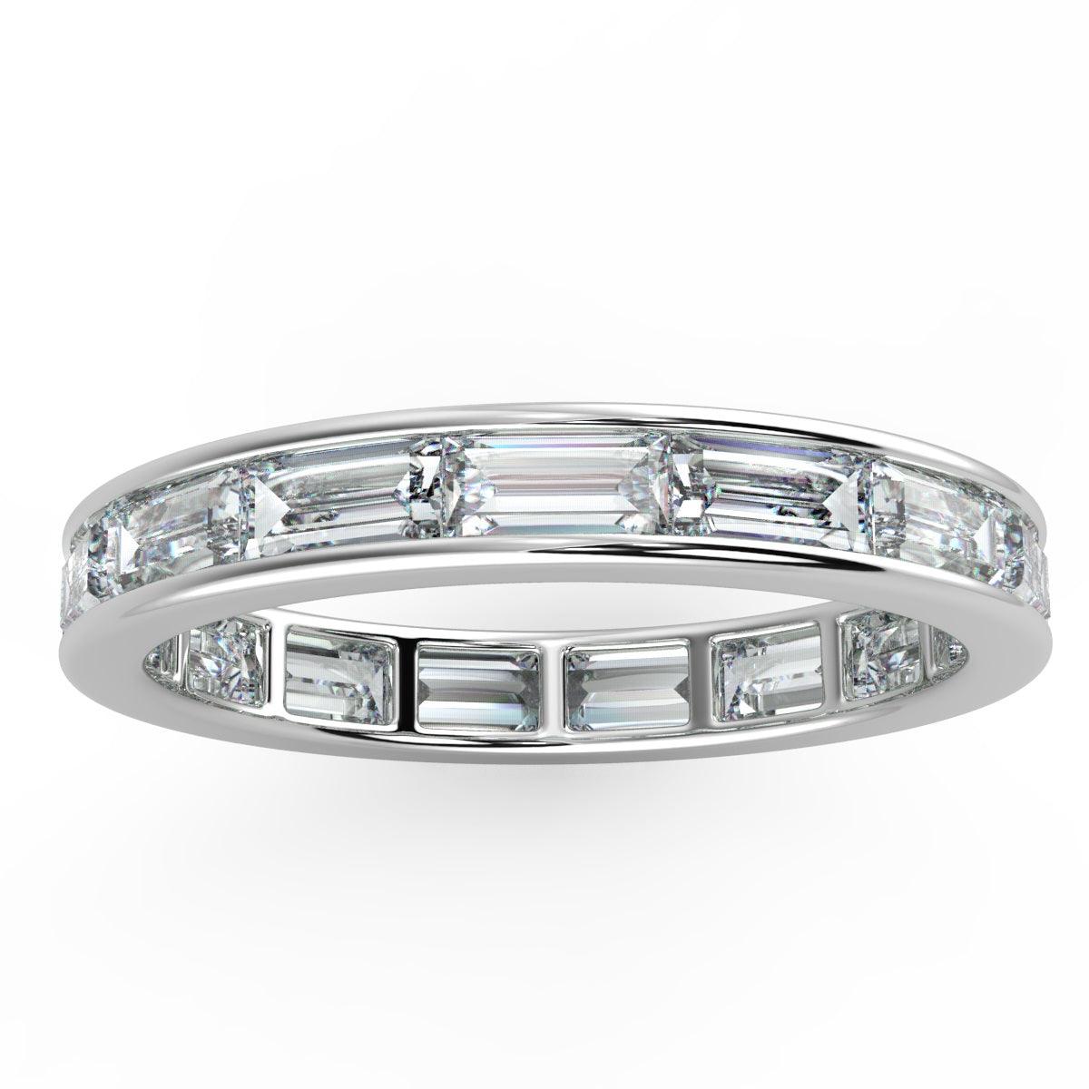 D/VS 1.50Ct - 2.00Ct Horizontal Baguette Diamond Full Eternity Ring in Hallmarked 18k Gold / Platinum