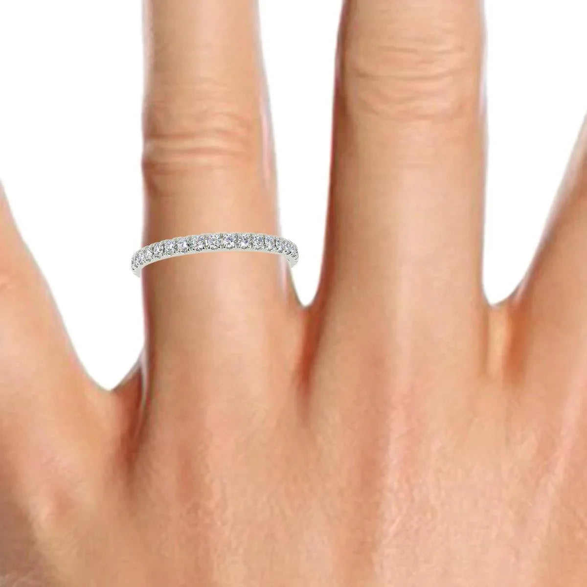D/VVS 0.50Ct Round Diamond Micro Pave Set Full Eternity Ring for Women's - Amada Diamonds