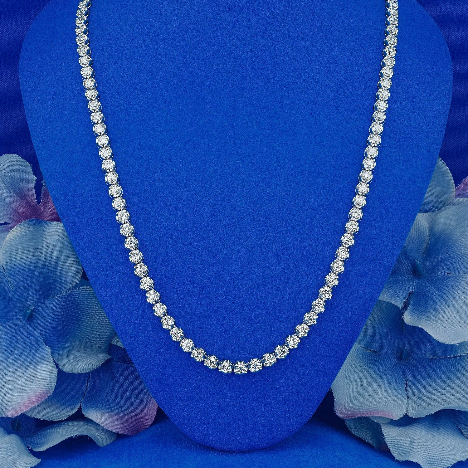 Lab Diamond Tennis Necklace 10ct-14ct D/VVS Quality in 9K Gold