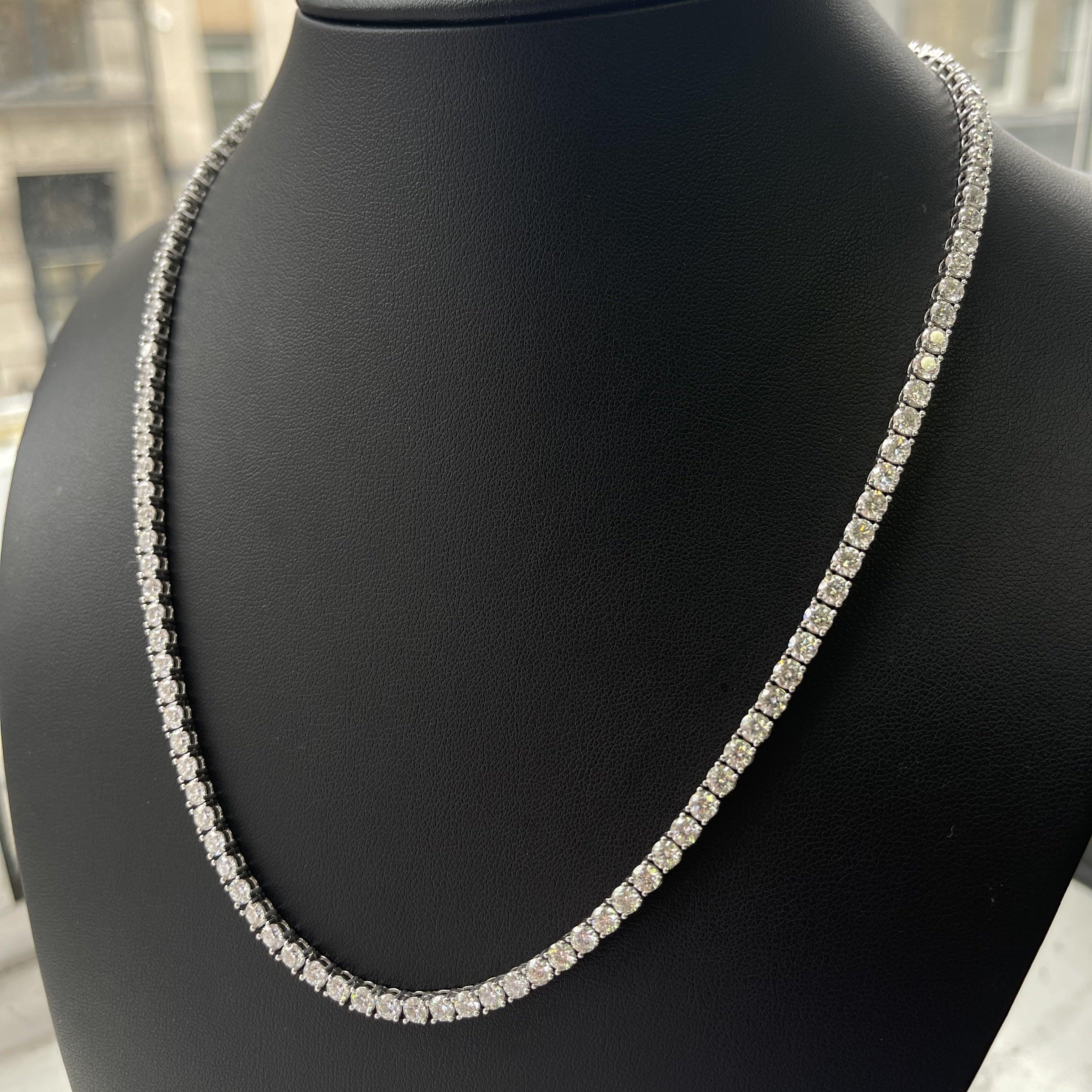 D/VVS 27.00Ct Round Diamond Tennis Necklace in Hallmarked White Gold 21 inches
