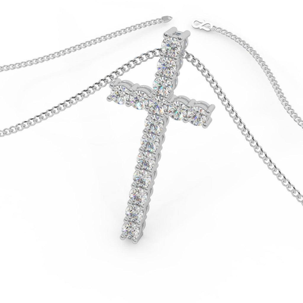 Round Diamond Cross Pendant Necklace - 1.10 Carat