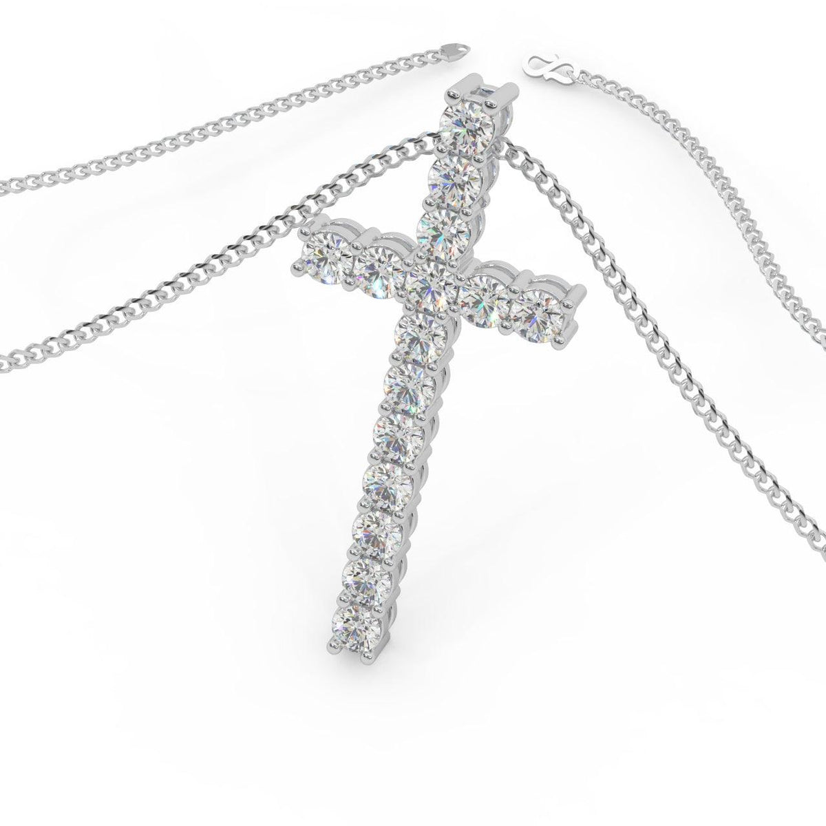 Round Diamond Cross Pendant Necklace - 1.10 Carat