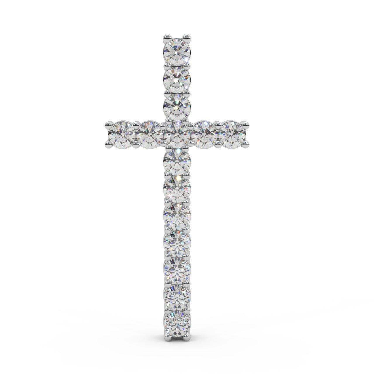 Round Diamond Cross Pendant Necklace - 1.10 Carat