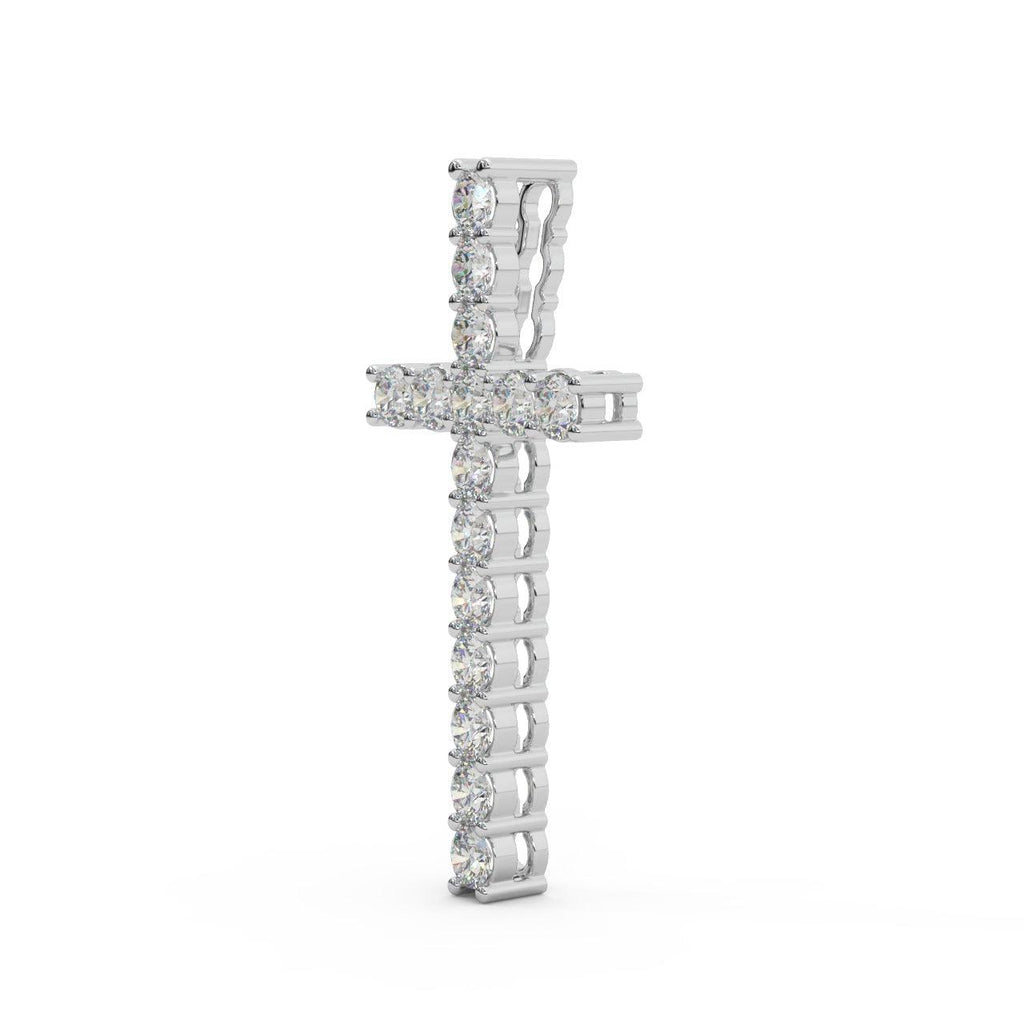 Round Diamond Cross Pendant Necklace - 1.10 Carat