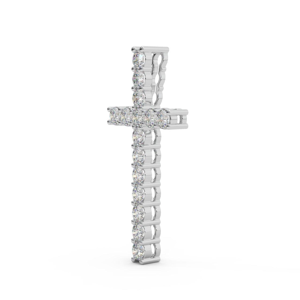 Round Diamond Cross Pendant Necklace - 1.10 Carat