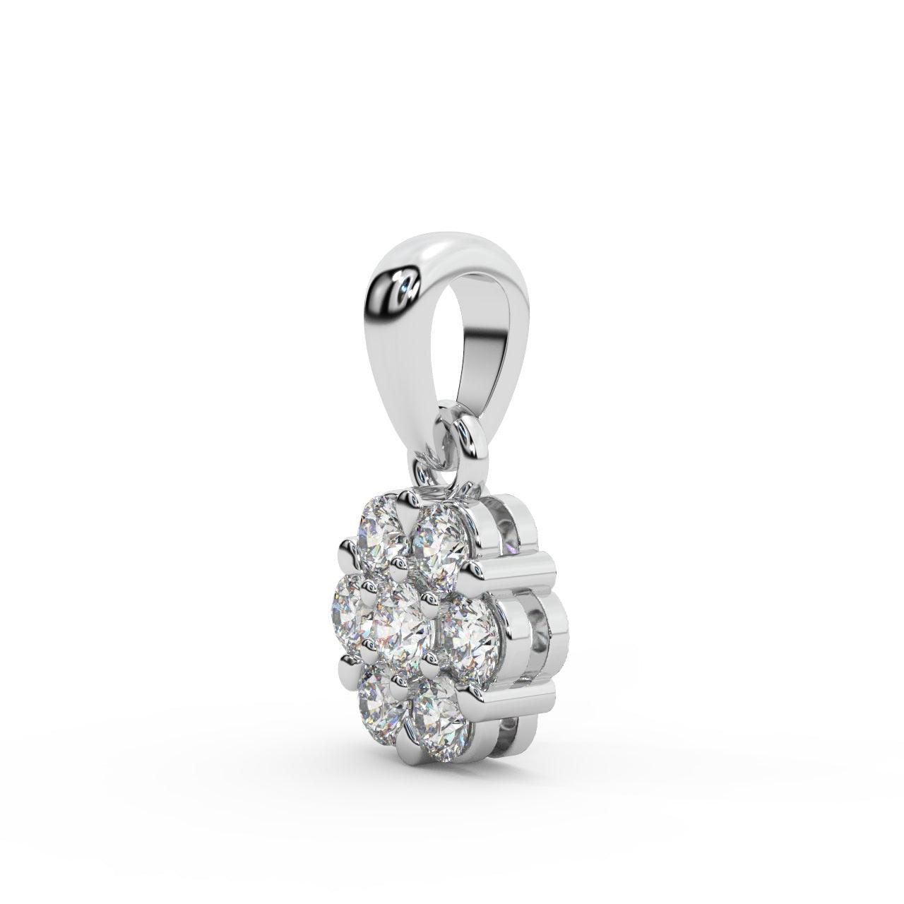 Natural Round Diamond Cluster Pendant For Women - 0.50 Carat