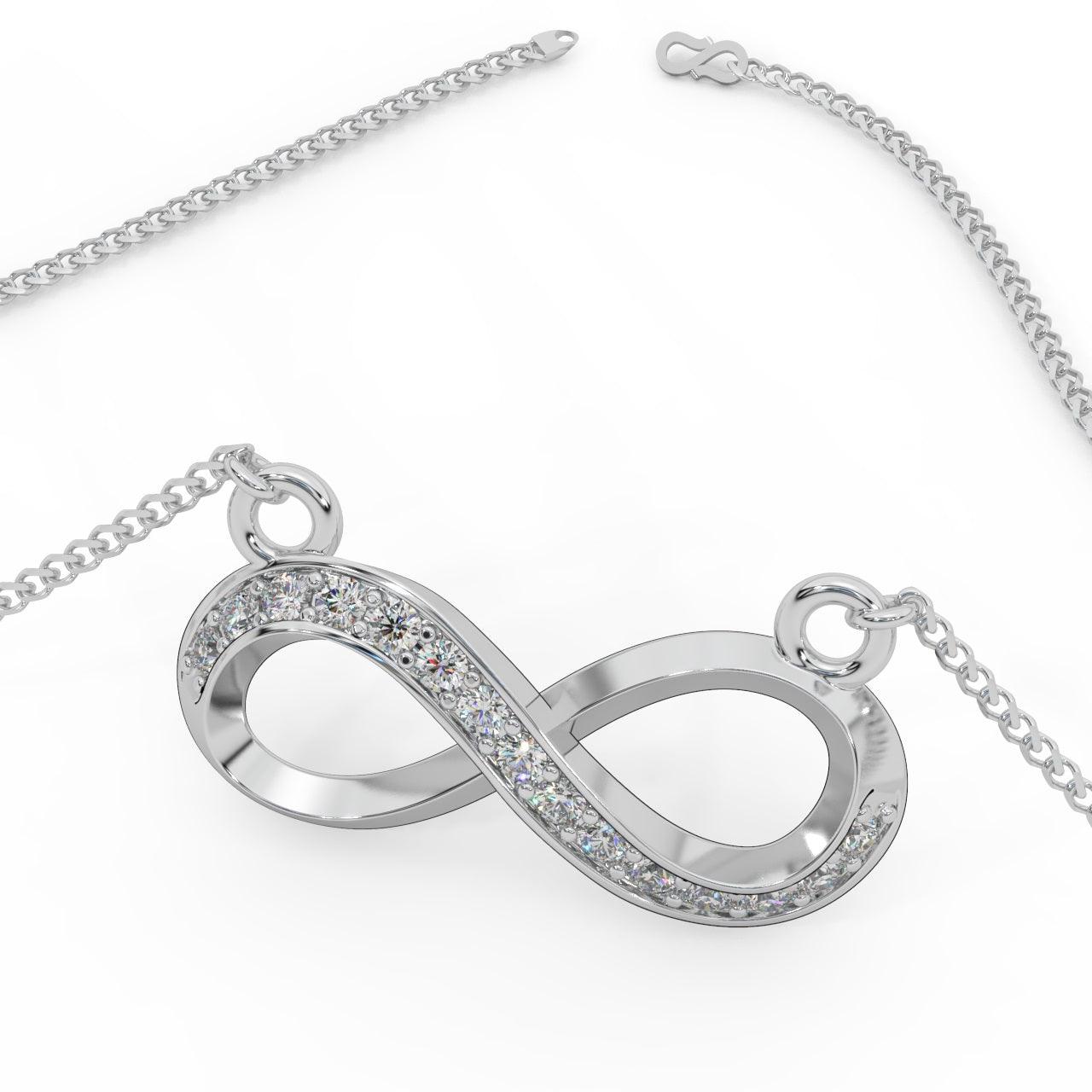 Infinity Style Natural Round Diamond Pendant Women Necklace