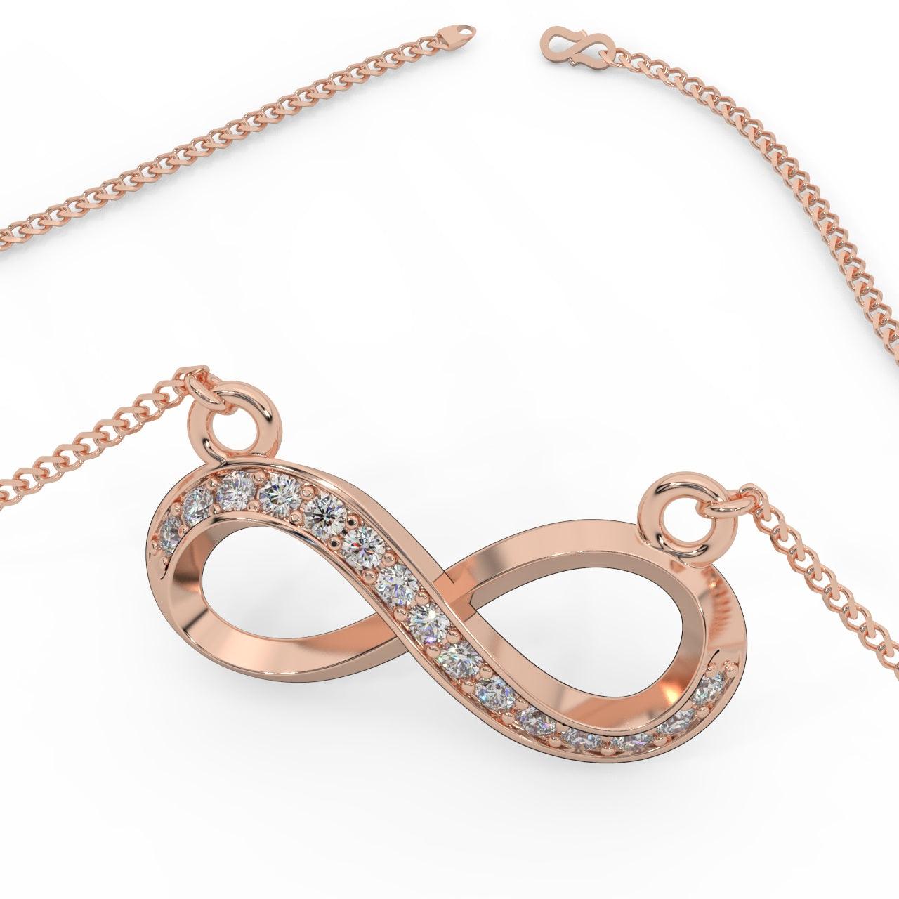 Infinity Style Natural Round Diamond Pendant Women Necklace