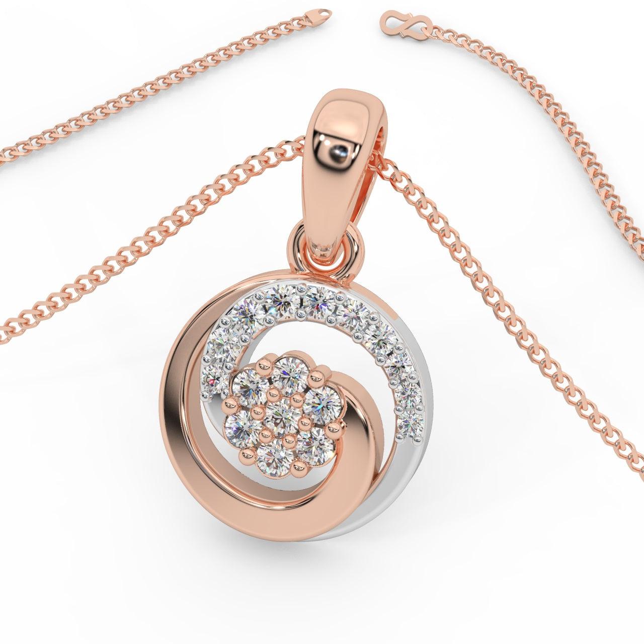 Designer Cluster Pendant For Women Natural Round Diamond 0.50 Ct Crafted In Platinum & Gold