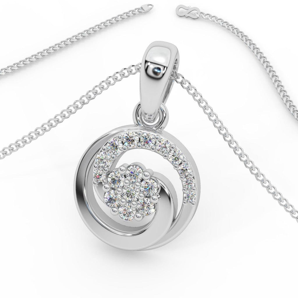 Designer Cluster Pendant For Women Natural Round Diamond 0.50 Ct Crafted In Platinum & Gold