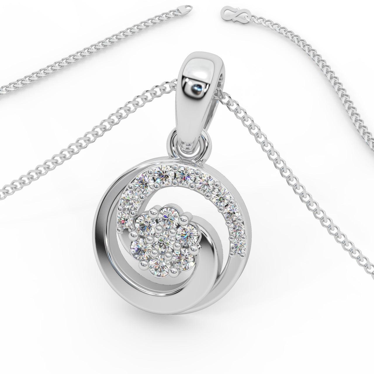 Designer Cluster Pendant For Women Natural Round Diamond 0.50 Ct Crafted In Platinum & Gold
