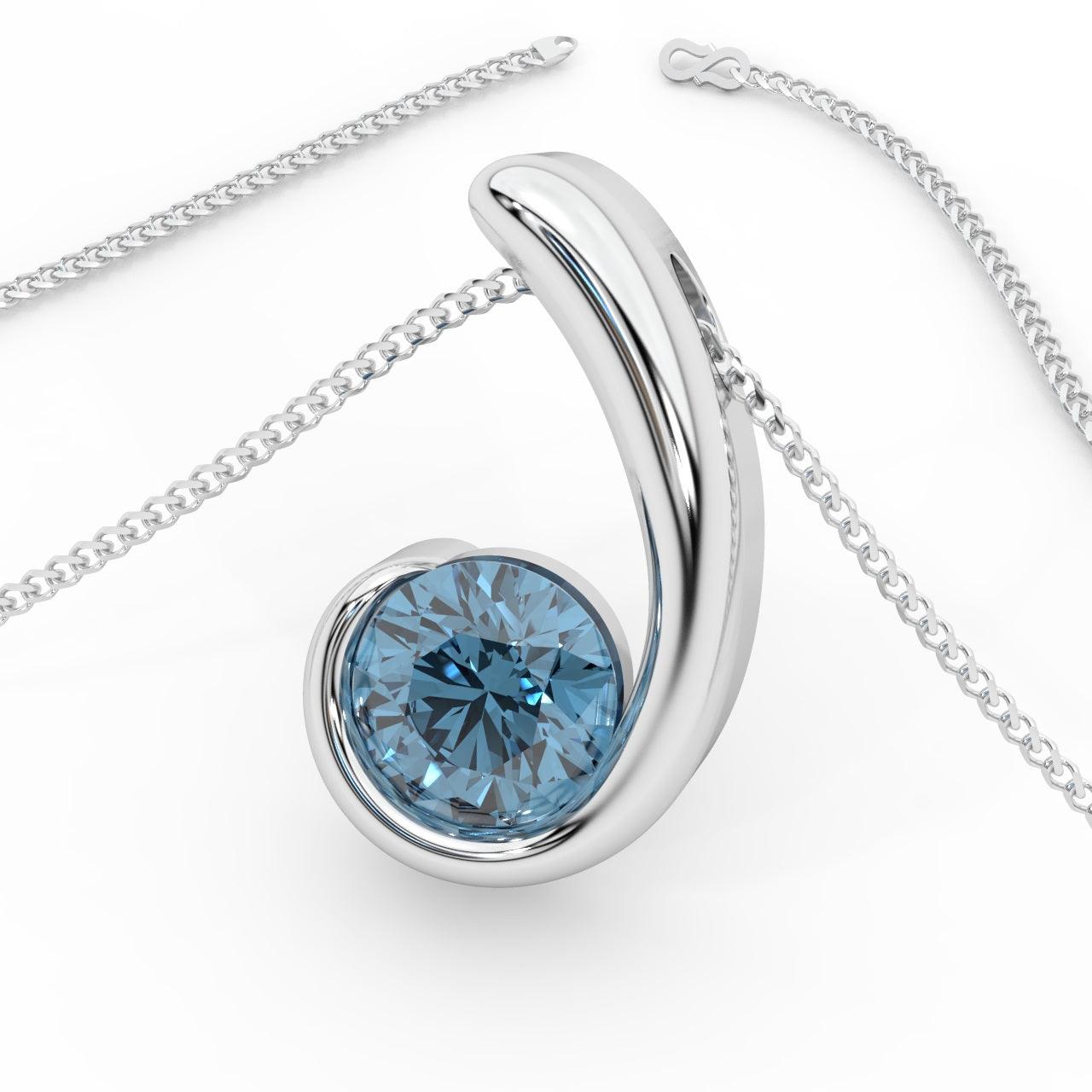 Ruby , Sapphire , Emerald, Aquamarine Bezel Set Solitaire Pendant