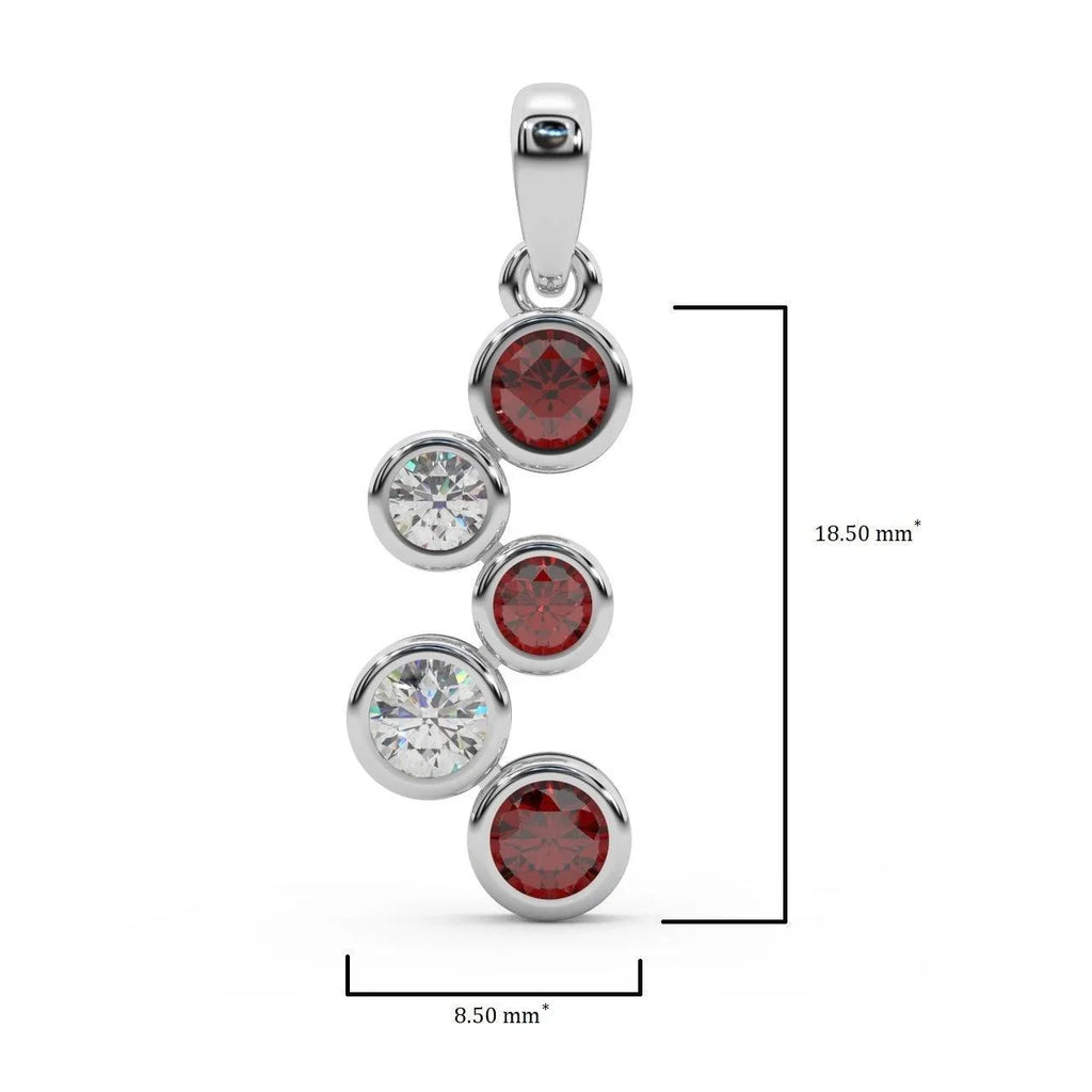 Ruby , Sapphire , Emerald & Diamond Bezel Set Bubble Pendant in White Gold