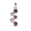 Ruby , Sapphire , Emerald & Diamond Bezel Set Bubble Pendant in White Gold