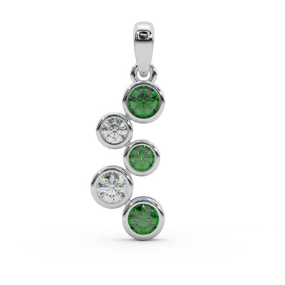 Ruby , Sapphire , Emerald & Diamond Bezel Set Bubble Pendant in White Gold