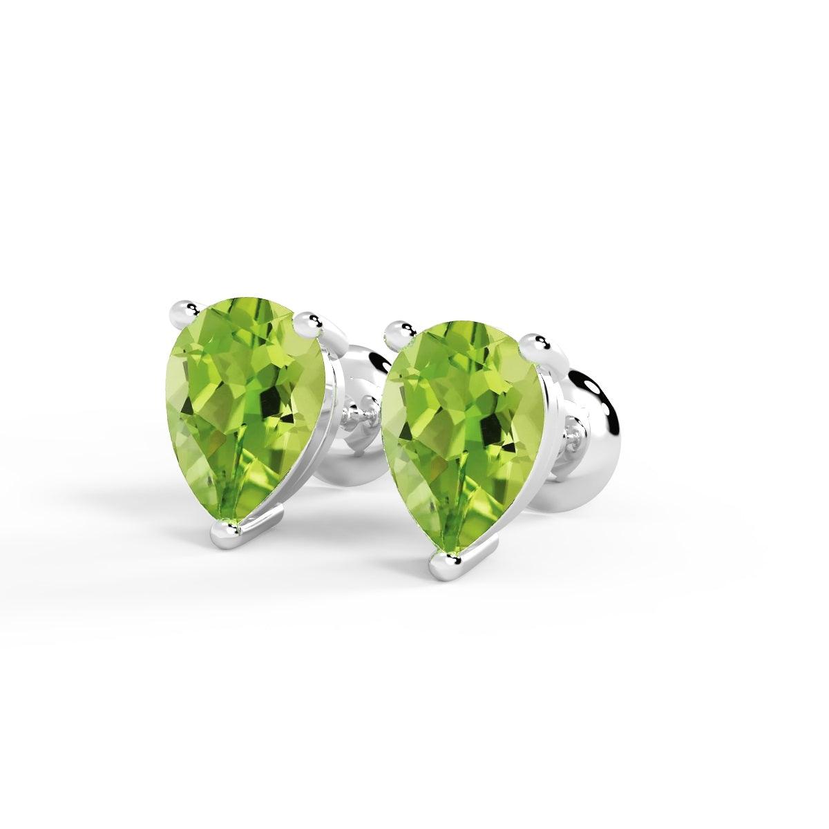 Pear Shaped Natural 1.50 Ct Peridot Stud earring for Womens - 6.0 X 4.0 MM