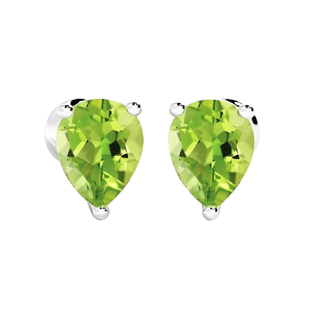 Pear Shaped Natural 1.50 Ct Peridot Stud earring for Womens - 6.0 X 4.0 MM