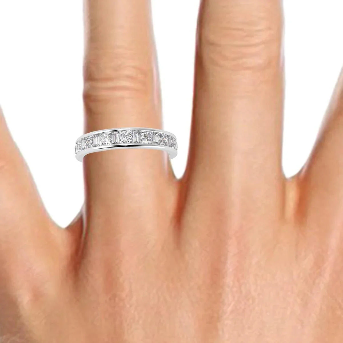 Princess and Baguette Diamond Half eternity Ring in Platinum & 18K Gold - 0.70ct - 2.00ct