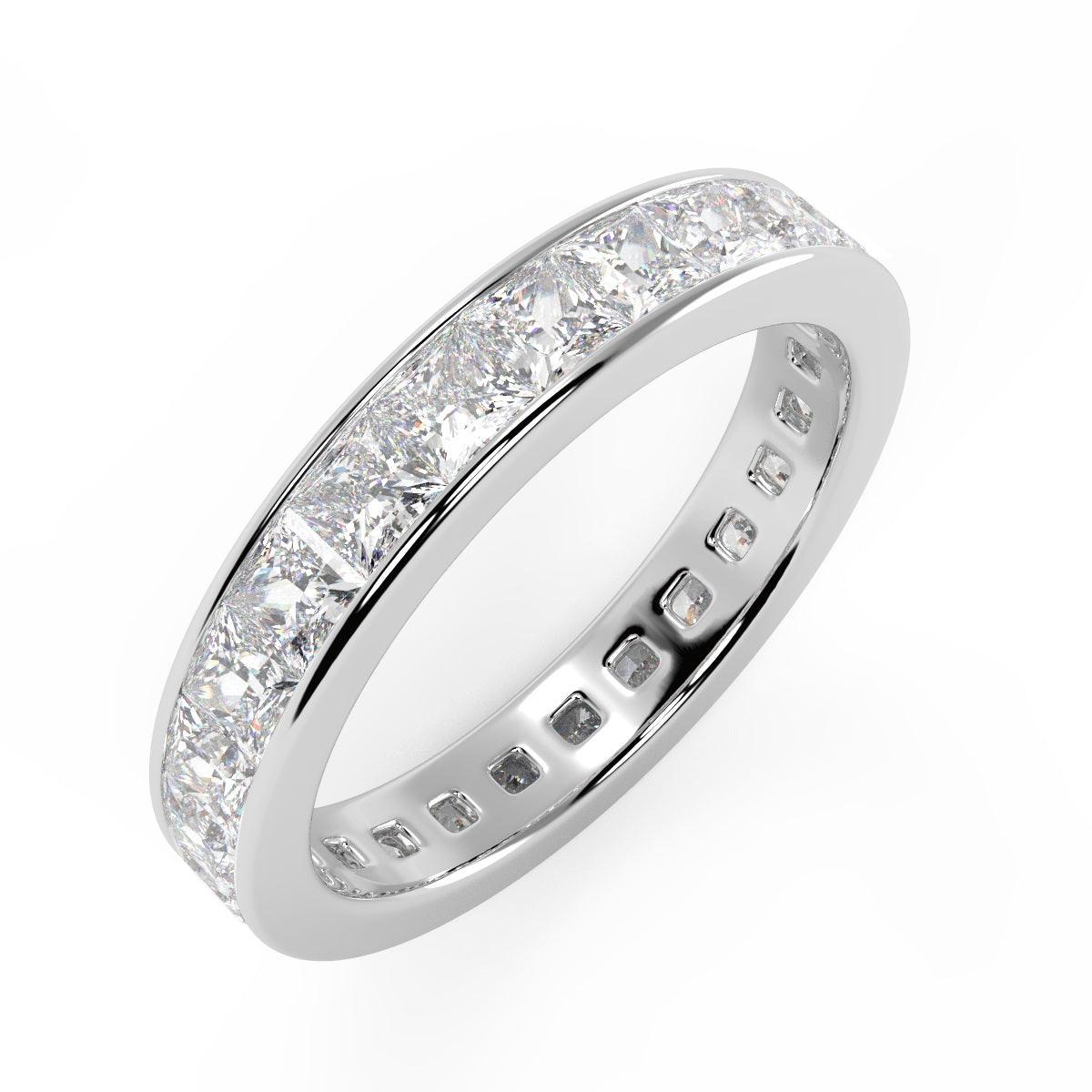 F/VS Princess Diamond Full Eternity Wedding Ring For women Crafted in Gold And Platinum 1.00 - 2.00 Ct