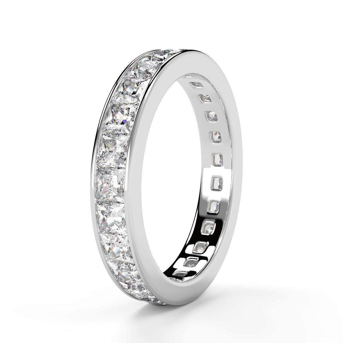 F/VS Princess Diamond Full Eternity Wedding Ring For women Crafted in Gold And Platinum 1.00 - 2.00 Ct