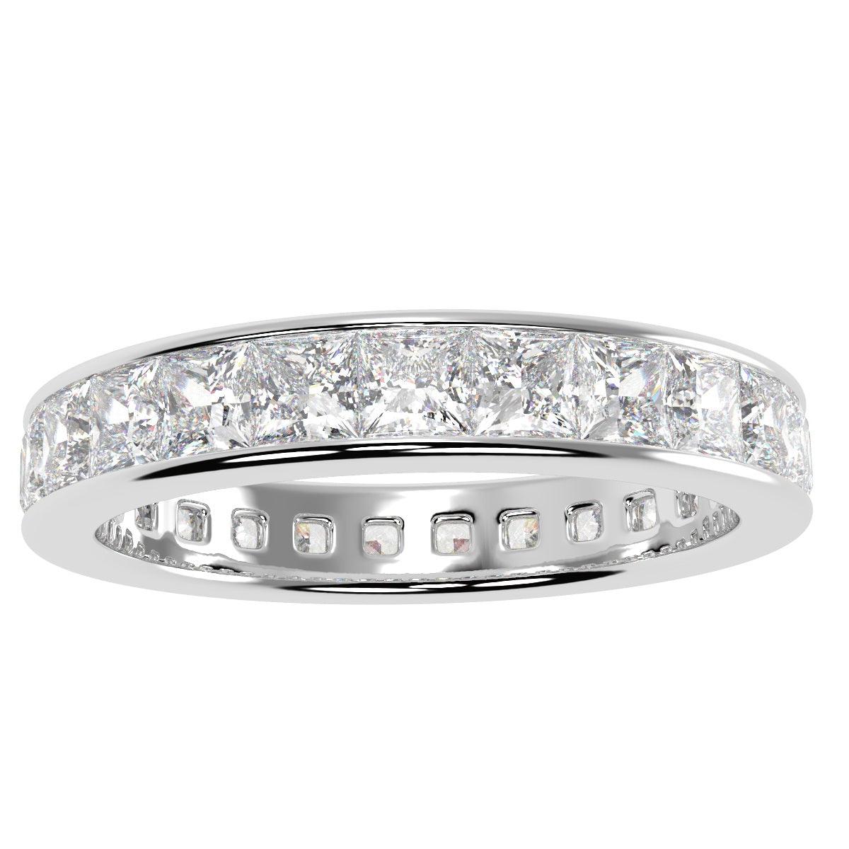 F/VS Princess Diamond Full Eternity Wedding Ring For women Crafted in Gold And Platinum 1.00 - 2.00 Ct