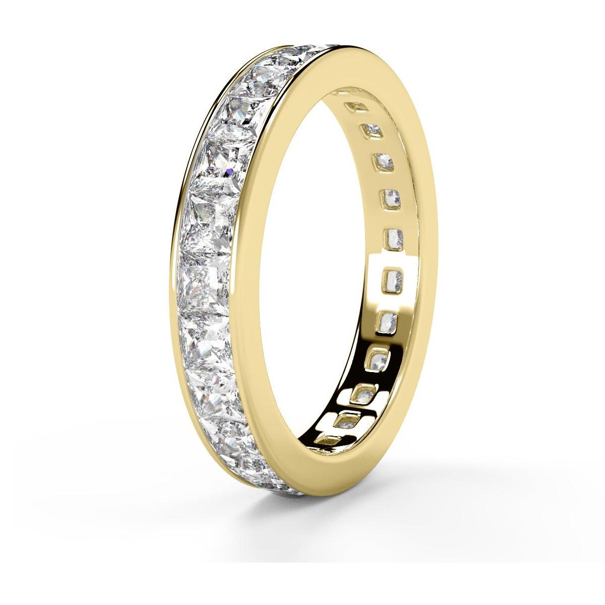 F/VS Princess Diamond Full Eternity Wedding Ring For women Crafted in Gold And Platinum 1.00 - 2.00 Ct