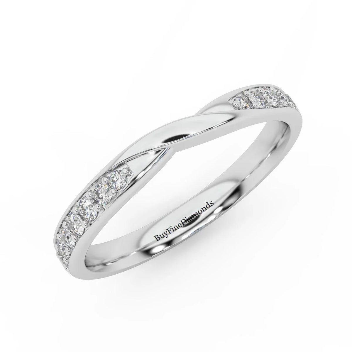 2.0MM Pave Set Round Diamond Women's Wedding Ring - 0.33 Carat