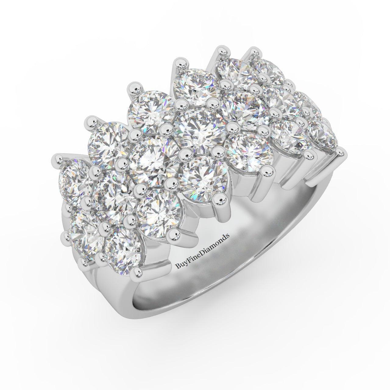 Natural Round Diamond Designer Half Eternity Ring - 3.50 Carat