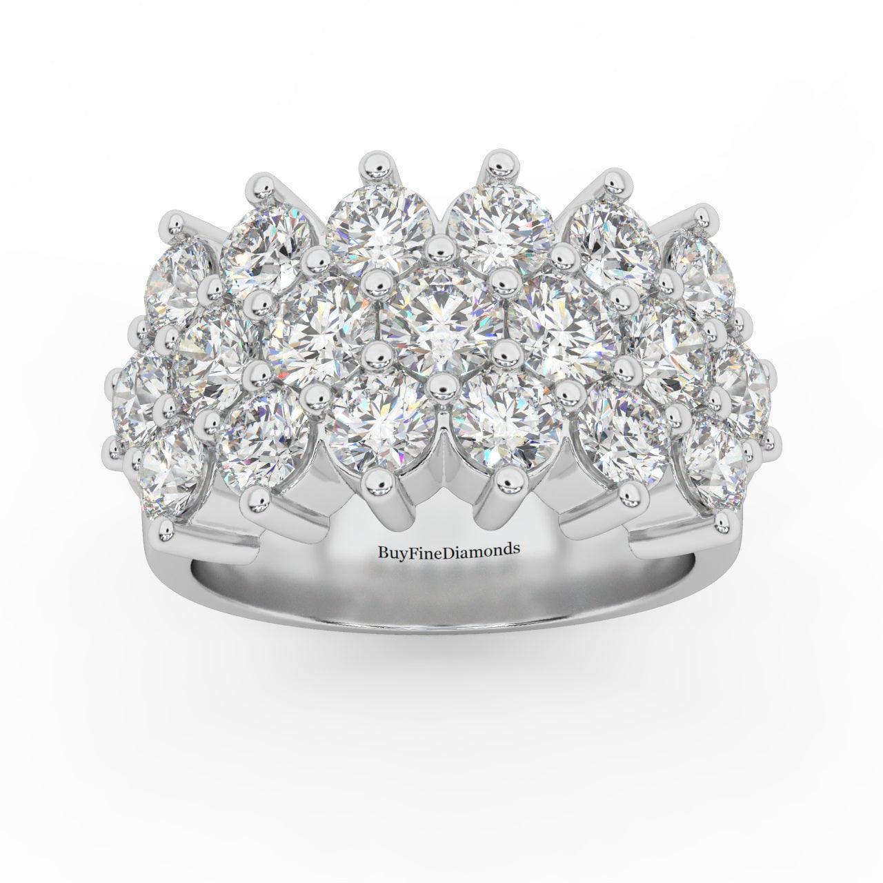 Natural Round Diamond Designer Half Eternity Ring - 3.50 Carat