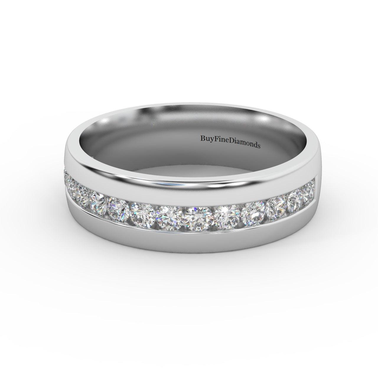 6.0MM Natural Round Diamond Channel Set Wedding Ring - 0.70 Carat