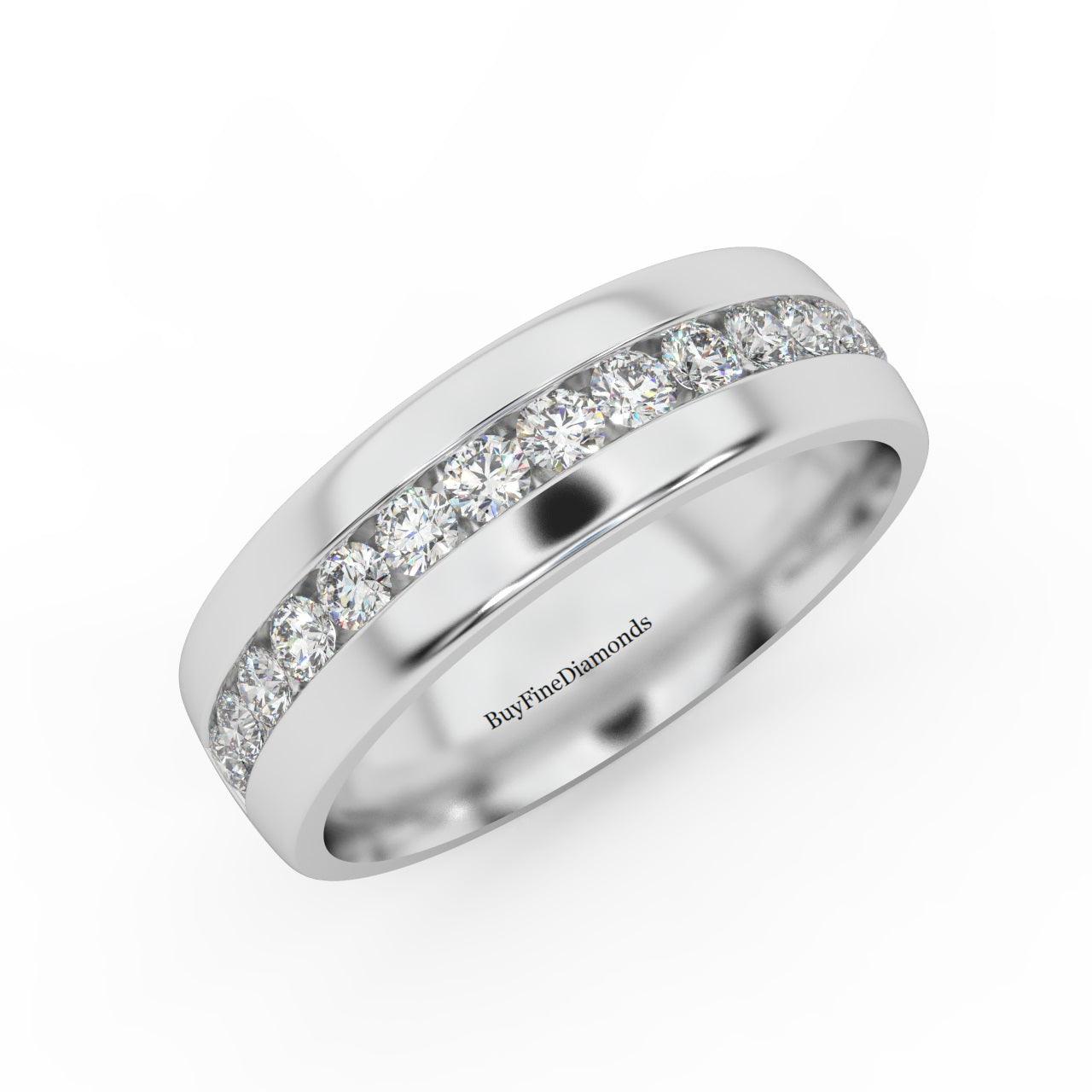 6.0MM Natural Round Diamond Channel Set Wedding Ring - 0.70 Carat