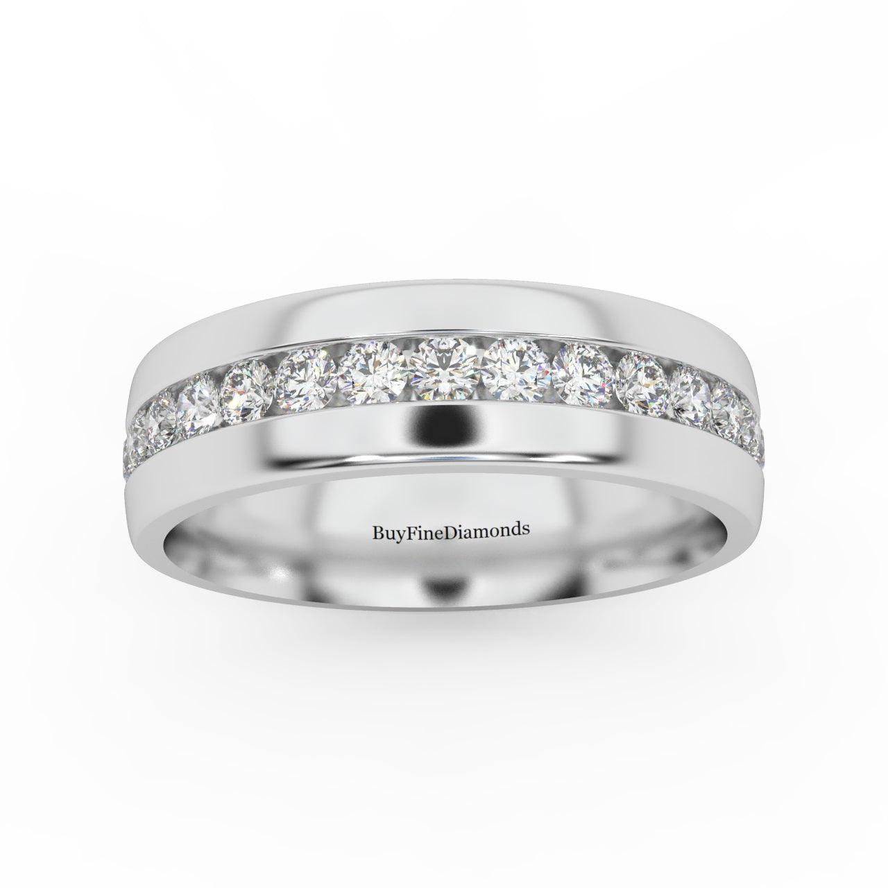 6.0MM Natural Round Diamond Channel Set Wedding Ring - 0.70 Carat