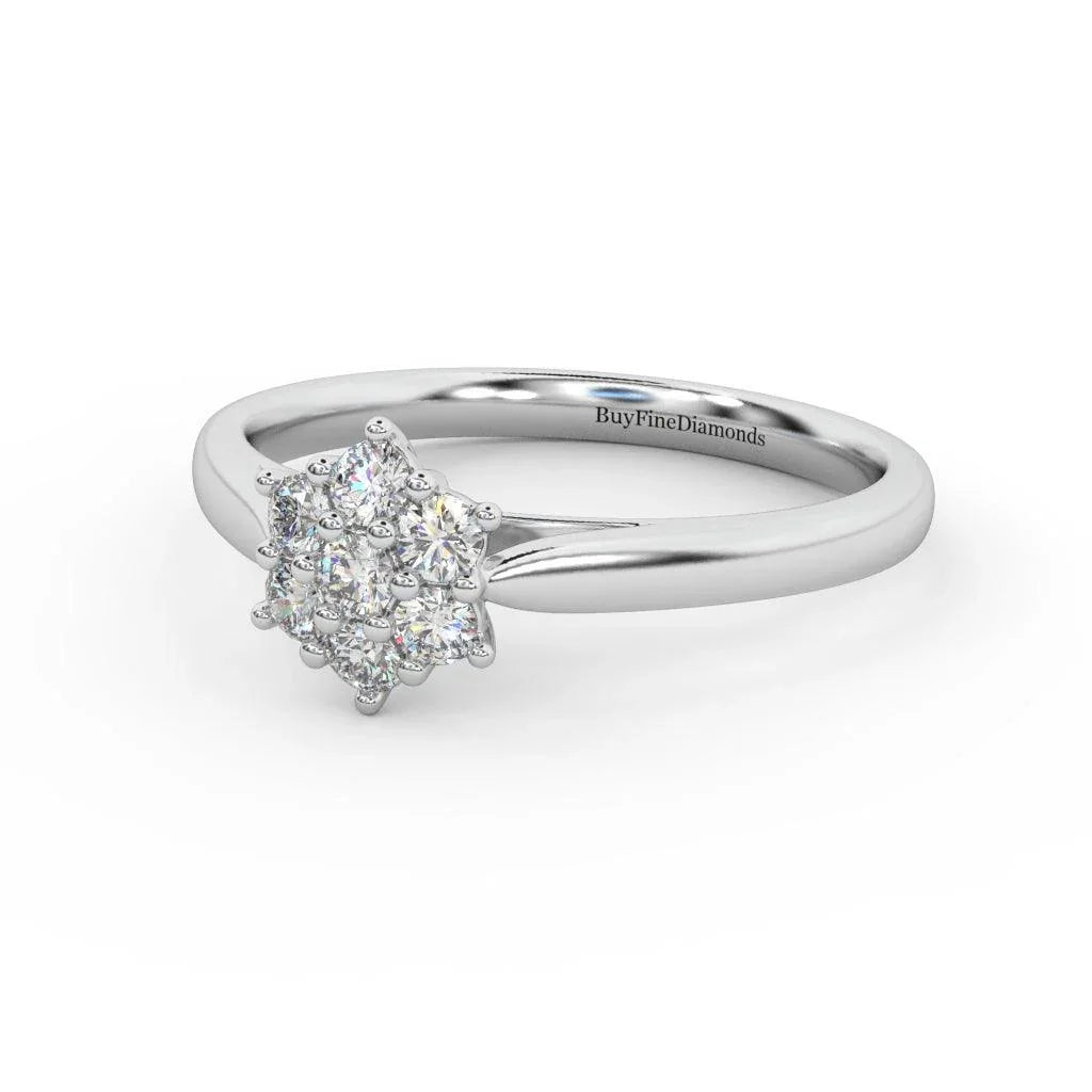 0.60 Ct Natural Round Diamond Cluster Engagement Ring For Women