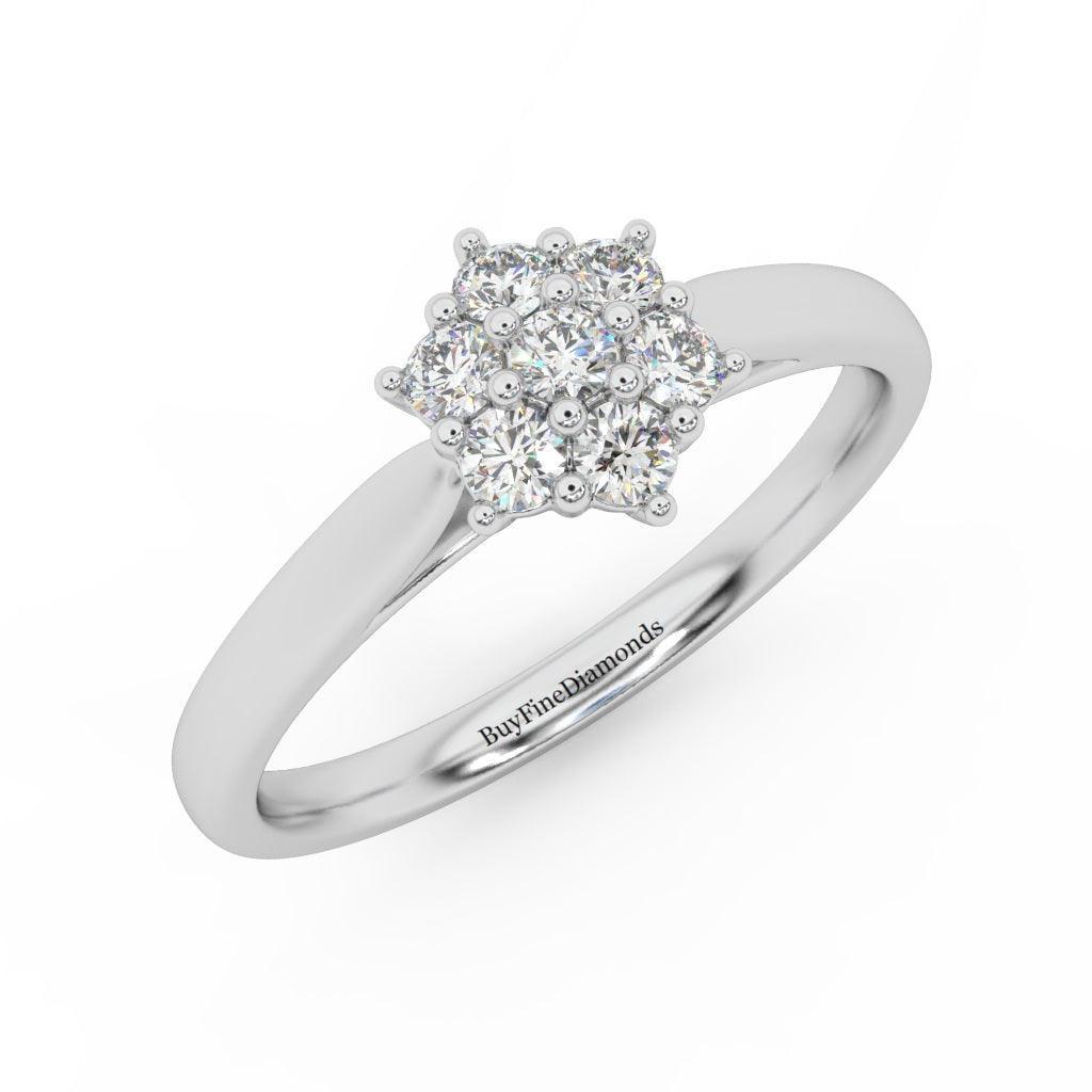0.60 Ct Natural Round Diamond Cluster Engagement Ring For Women
