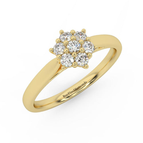 0.60 Ct Natural Round Diamond Cluster Engagement Ring For Women