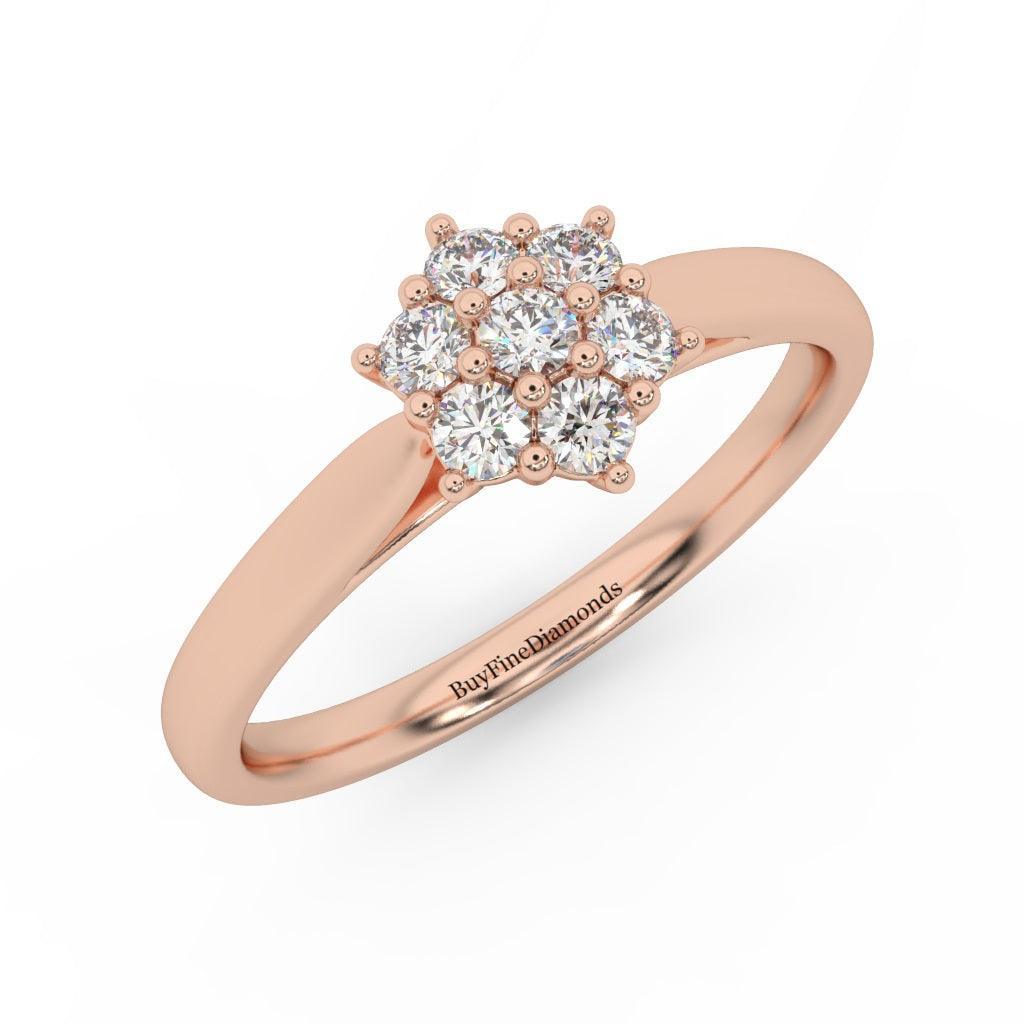 0.60 Ct Natural Round Diamond Cluster Engagement Ring For Women