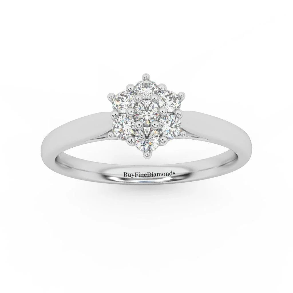 0.60 Ct Natural Round Diamond Cluster Engagement Ring For Women