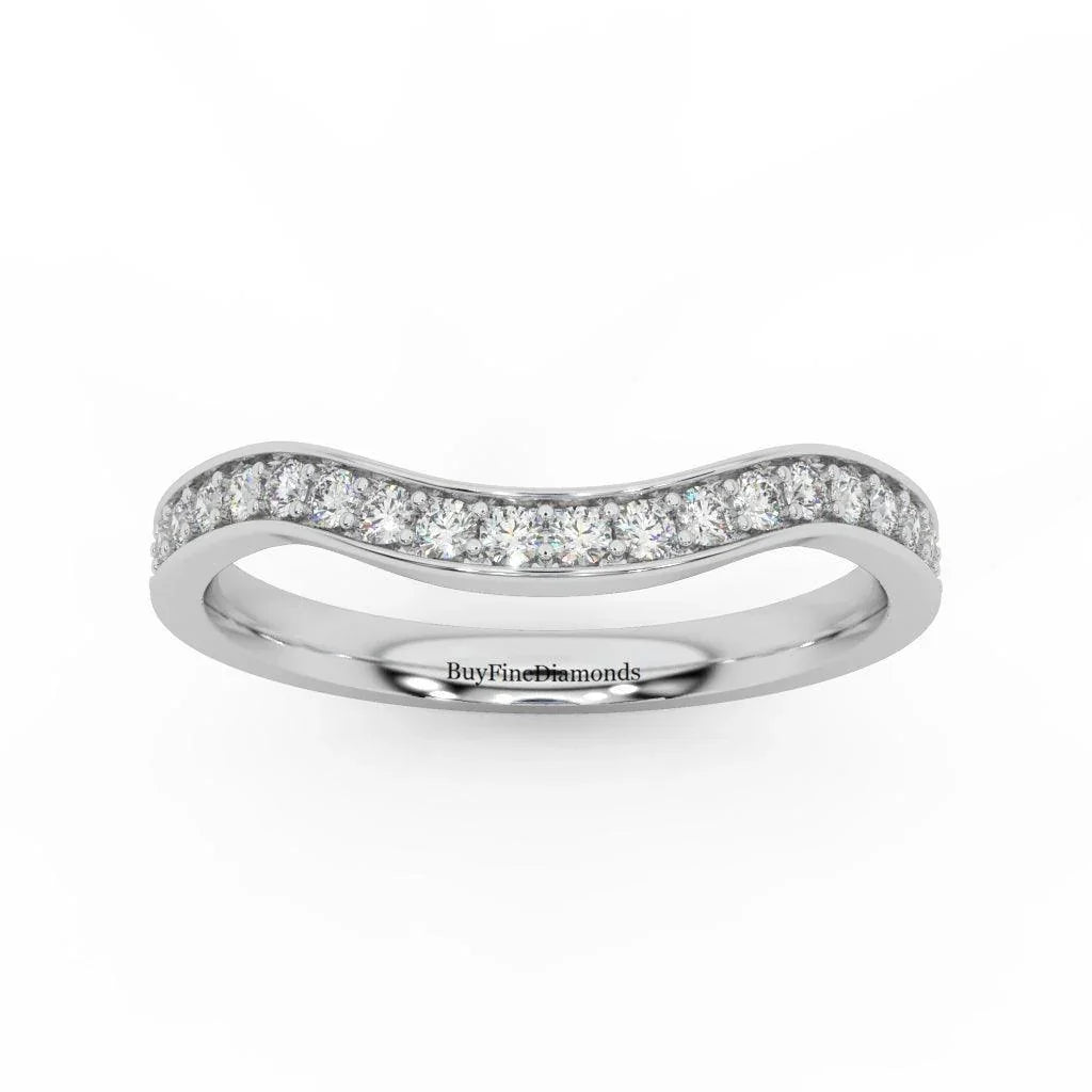 Natural Round Diamond Curved Half Eternity Wedding Ring - 0.33 Carat - Amada Diamonds