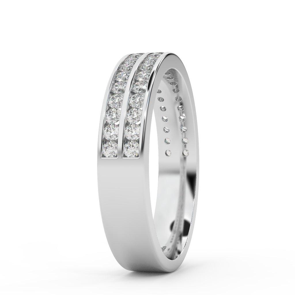 4MM Natural Round Diamond Half Eternity Ring Two Row Channel Set - 0.55 Carat