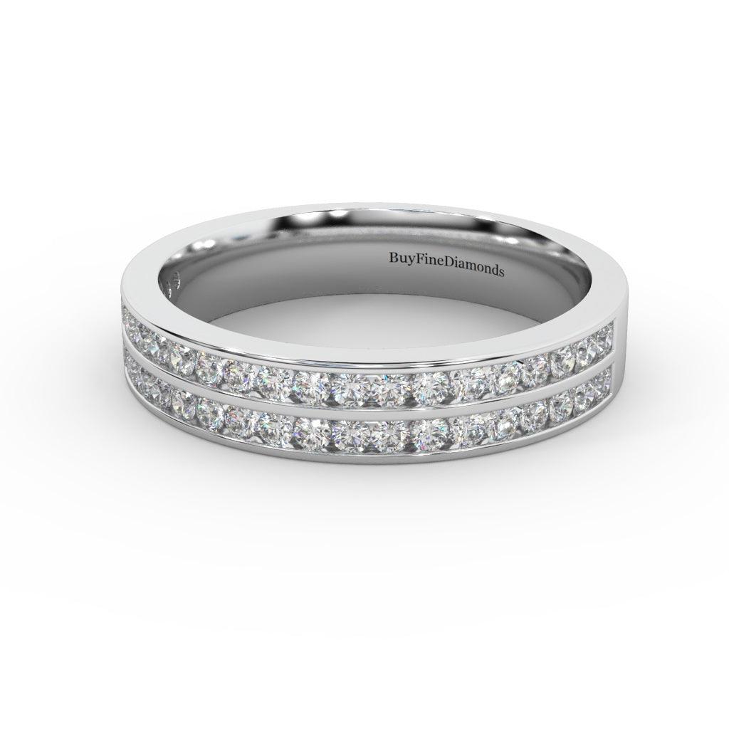 4MM Natural Round Diamond Half Eternity Ring Two Row Channel Set - 0.55 Carat