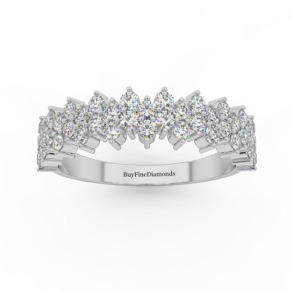 Natural Round Diamond Designer Half Eternity Ring - 0.75 Carat